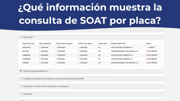 ¿Qué información muestra la consulta de SOAT por placa?